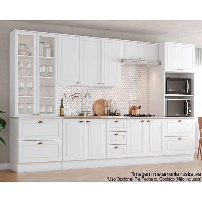 Cozinha Completa Americana 7 Peças (2 Armários + 2 Paneleiros + 2 Balcões + 1 Complemento) C5P66 Branco - Henn