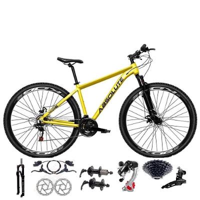 Bicicleta Aro 29 Absolute Nero 5 Câmbios Shimano 24v K7 Freios Hidráulicos Garfo Trava - Amarelo