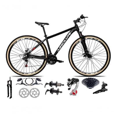 Bicicleta Aro 29 Absolute Nero 5 Câmbios Shimano 24v K7 Freios Hidráulicos Garfo Trava Com Pneu Faixa - Preto Tam.17