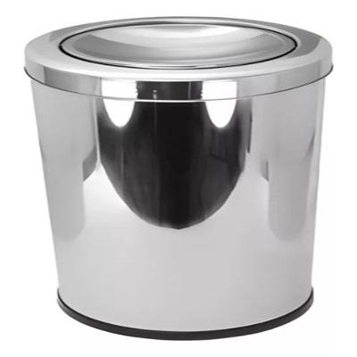 Lixeira Inox Basculante 30 Litros Grande Cesto De Lixo Tampa Giratoria Escritorio Banheiro Cozinha Prata