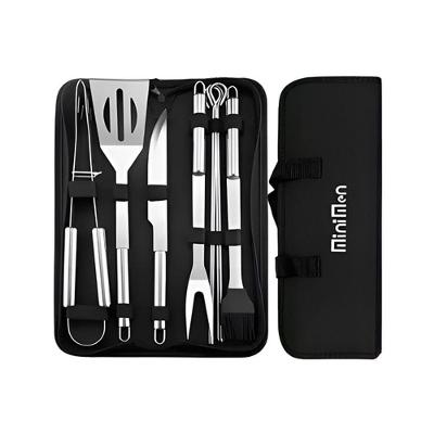 Jogo De Utensílios Para Churrasco 9 Peças De Aço Inox Com Bolsa Para Carregar