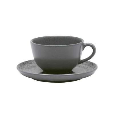 Xícara Para Chá Com Pires Em Cerâmica Flat Gray 200ml Oxford