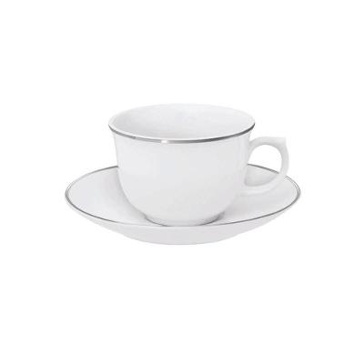 Conjunto De Xícaras Para Chá Com Pires Em Porcelana Flamingo Com 12 Peças 240ml Oxford Isabel