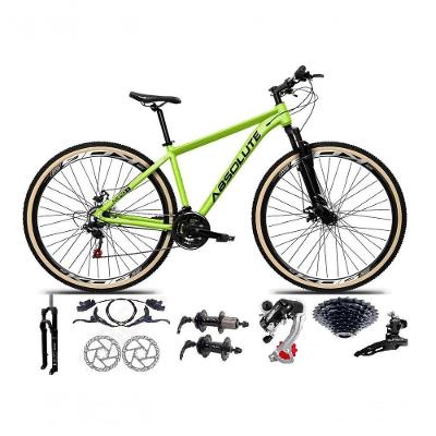Bicicleta Aro 29 Absolute Nero 5 Câmbios Shimano 24v K7 Freios Hidráulicos Garfo Trava Com Pneu Faixa - Verde Tam.19