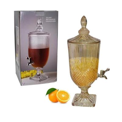 Suqueira De Cristal 5l Diamond Dourado Dispenser De Bebidas Vidro Grande