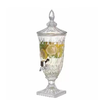 Suqueira De Cristal Dispenser De Bebidas Vidro 2l Com Torneira Luxo Vintage