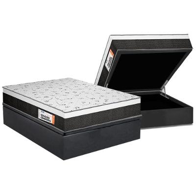 Cama Box Baú Casal: Colchão Anatômico Plumatex Falcon Ultra Firme + Base CRC Suede Gray(138x188)
