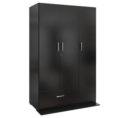 Guarda Roupa Ditália 3 Portas 1 Gaveta Dm-578 Cor:preto Preto