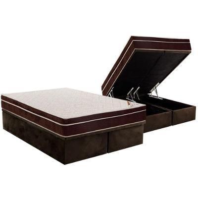 Cama Box Baú Queen: Colchão Anatômico Ortobom Exclusive + Base CRC Courano Black(158x198)