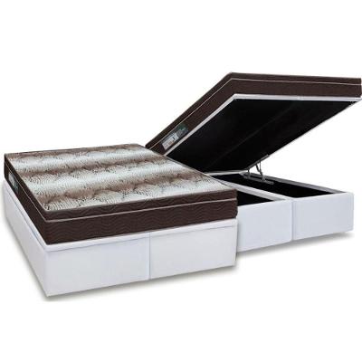 Cama Box Baú Queen: Colchão Anatômico Ortobom Ortopédico Light + Base CRC Courano White(158x198)