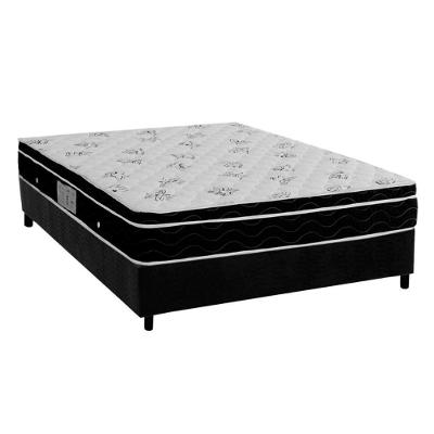 Cama Box Casal: Colchão Molas Bonnel Ortobom Nanolastic Physical Spring + Base CRC Suede Black(138x188)