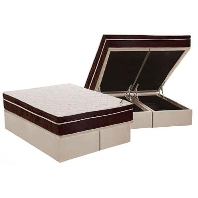 Cama Box Baú Queen: Colchão Anatômico Ortobom Ortopédico Exclusive + Base CRC Suede Clean(158x198)