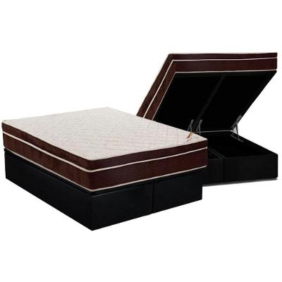 Cama Box Baú Queen: Colchão Anatômico Ortobom Ortopédico Exclusive + Base CRC Suede Black(158x198)