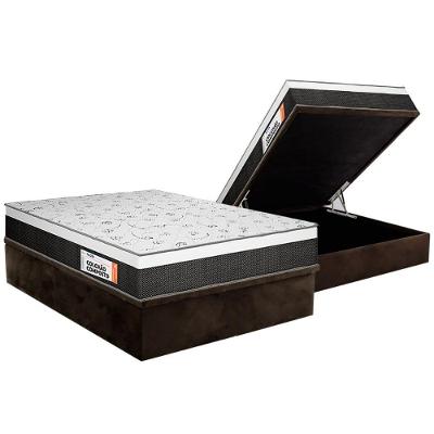 Cama Box Baú Casal: Colchão Anatômico Plumatex Falcon Ultra Firme + Base CRC Suede Brown(138x188)