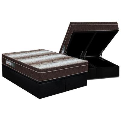 Cama Box Baú Queen: Colchão Anatômico Ortobom Ortopédico Light + Base CRC Suede Black(158x198)