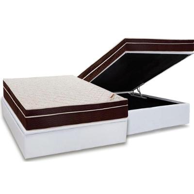 Cama Box Baú Casal: Colchão Anatômico Ortobom Ortopédico Exclusive + Base CRC Courano White(138x188)