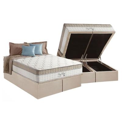 Conjunto Box Baú King: Colchão Espuma Anjos Molas Ensacadas MasterPocket King Best Clean + Base CRC Suede Clean(193x203)