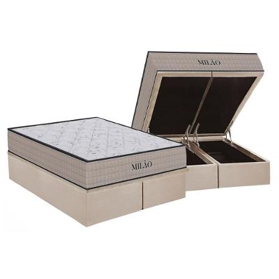 Conjunto Box Baú Queen: Colchão Espuma Orthoflex D33 Milão Double Face Black + Base CRC Suede Clean(158x198)