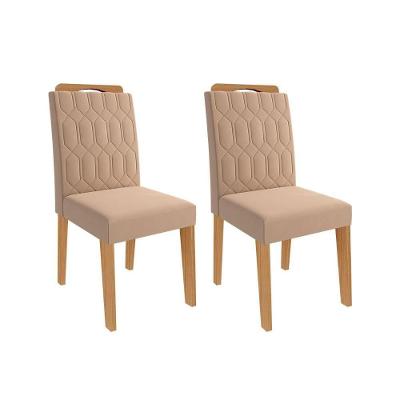 Cadeira de Cozinha Paola Wood Kit 2 Un Madeirado/Suede Nude Bege - Cimol