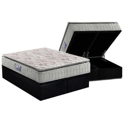Conjunto Box Baú Queen: Colchão Espuma Anjos D33 Orthosono One Face + Base CRC Suede Black(158x198)