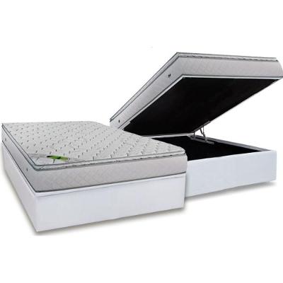Conjunto Box Baú Casal: Colchão Espuma Luckspuma MasterPocket Luck Spring + Base CRC Courano White(138x188)