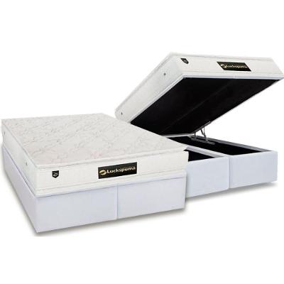 Conjunto Box Baú Queen: Colchão Espuma Luckspuma MasterPocket Satisfaction Plus White + Base CRC Courano White(158x198)