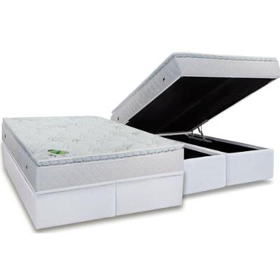 Conjunto Box Baú Queen: Colchão Espuma Luckspuma MasterPocket Maxi Dream + Base CRC Courano White(158x198)