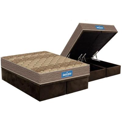 Conjunto Box Baú Queen: Colchão Espuma Probel D33 Guarda Costas Brown + Base CRC Suede Brown(158x198)