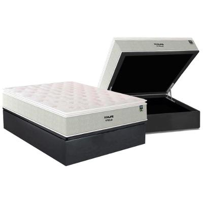 Conjunto Box Baú Casal: Colchão Molas Plumatex Ensacadas Ecolife + Base CRC Suede Gray(138x188)