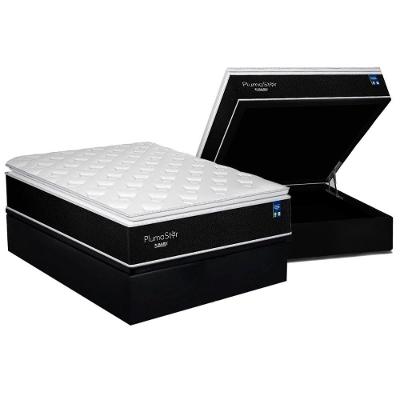 Conjunto Box Baú Casal: Colchão Molas Plumatex Ensacadas Plumastar + Base CRC Suede Black(138x188)
