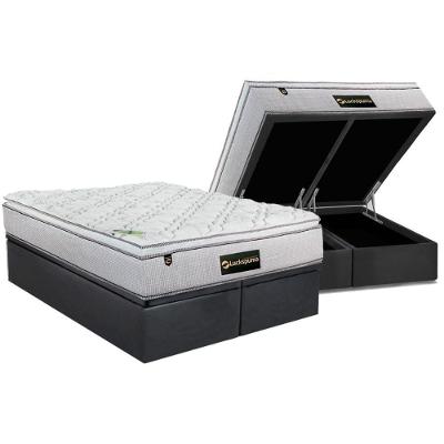 Conjunto Box Baú King: Colchão Espuma Luckspuma Bonnel Trade + Base CRC Suede Gray(193x203)