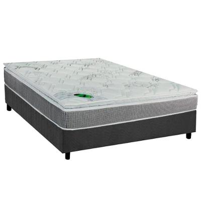 Conjunto Box Casal: Colchão Molas Luckspuma Masterpocket Maxi Life + Base CRC Suede Gray(138x188)