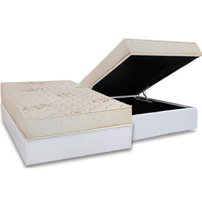 Conjunto Box Baú Casal: Colchão Espuma Luckspuma D45 Gran Luck Floral Pró Saúde + Base CRC Courano White(138x188)