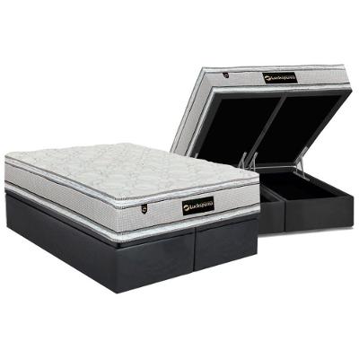 Conjunto Box Baú King: Colchão Espuma Luckspuma MasterPocket Lucksfaction Plus Gray + Base CRC Suede Gray(193x203)