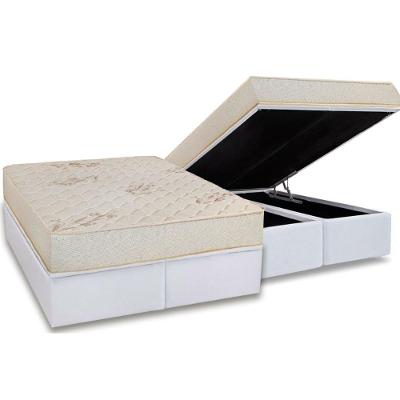 Conjunto Box Baú Queen: Colchão Espuma Luckspuma D45 Gran Luck Pró Saúde + Base CRC Courano White (158x198)