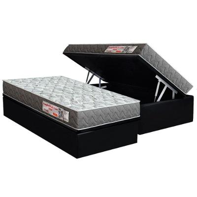 Conjunto Box Baú Solteiro: Colchão Espuma Orthoflex D23 ComfortPedic + Base CRC Suede Black(88x188)