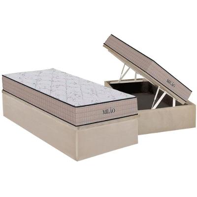 Conjunto Box Baú Solteiro: Colchão Espuma Orthoflex D33 Milão Double Face Black + Base CRC Suede Clean(88x188)