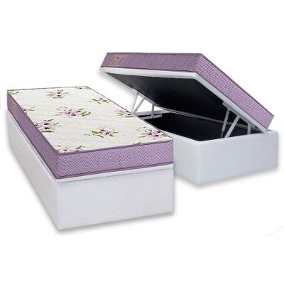 Conjunto Box Baú Solteiro: Colchão Espuma Ortobom D23 Physical Super Resistente Bordado + Base CRC Courano White(88x188)
