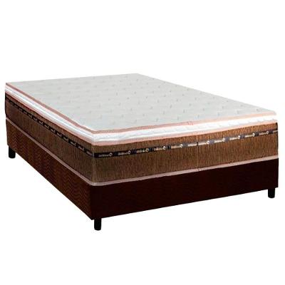 Conjunto Box Casal: Colchão Molas Luckspuma Masterpocket New Comfort + Base CRC Suede Brown(138x188)