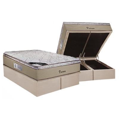Conjunto Box Baú King: Colchão Espuma Luckspuma MasterPocket Platinum New + Base CRC Suede Clean(193x203)