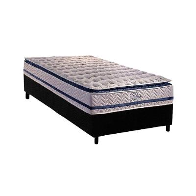 Conjunto Box Solteiro: Colchão Molas Paropas Ensacadas Blue + Base CRC Rústico Black (88x188)