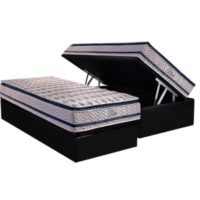 Conjunto Box Baú Solteiro: Colchão Molas Paropas Ensacadas Blue + Base CRC Black (88x188)