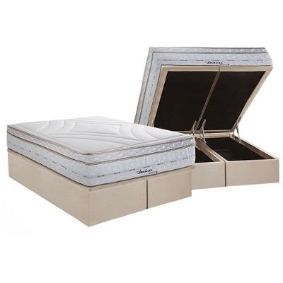 Conjunto Box Baú King: Colchão Molas Herval Maxspring American + Base CRC Suede Clean (193x203)