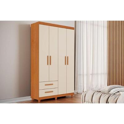 Guarda Roupa Solteiro 4 Portas e 2 Gavetas Canadá Plus Cinamomo/Off White - Conquista