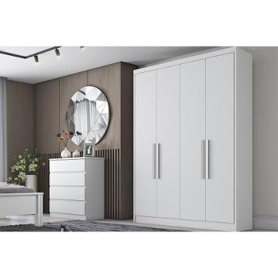 Guarda Roupa Solteiro 4 Portas e 3 Gavetas Moderni/Sevilha Branco - Novo Horizonte