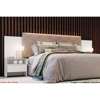 Painel Cama Box Madeirado Branco Casal Everest Plus 2 Mesas c/ 2 Gavetas Branco - Novo Horizonte