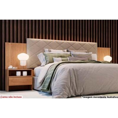 Painel Cama Box Madeirado Freijo Cumaru Casal Everest Plus 2 Mesas c/ 2 Gavetas Freijo Cumaru - Novo Horizonte