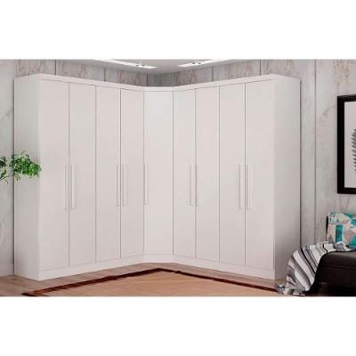 Quarto Casal Completo Rizon/Linea 3 Peças ( 2 Guarda Roupas + 1 Closet Canto Obliquo) QCM105 Branco - Novo Horizonte