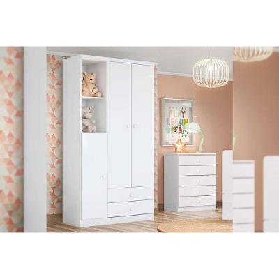 Quarto Infantil Completo Bala de Menta 2 Peças (1 Guarda Roupa + 1 Cômoda) QI93 Branco - Henn