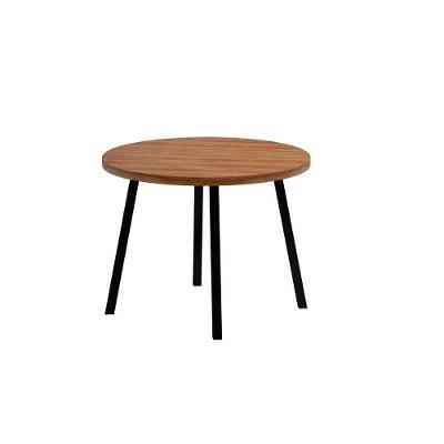 Mesa para Cozinha Stellar 1599 Aço c/Tampo Madeirado Redondo 100cm Nogal/Preto - Carraro